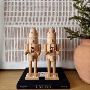 Set of 2 Natural Wooden Drummer Nutcracker 🥁 Holiday Decor